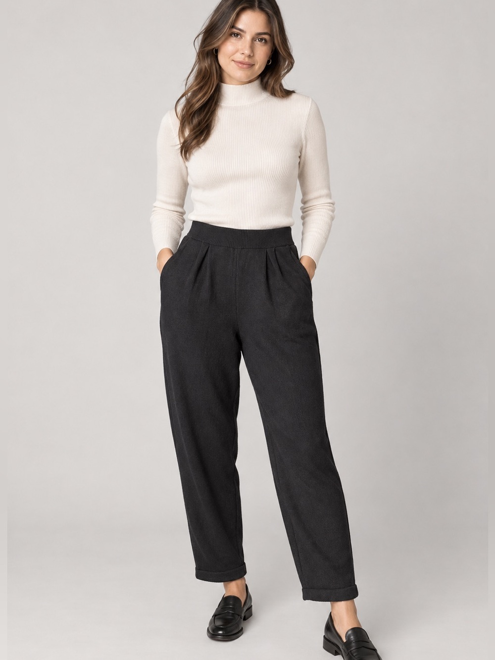 St. John Santana Knit Pants Women’s 8 Wool Blend Pull On Tapered Black M